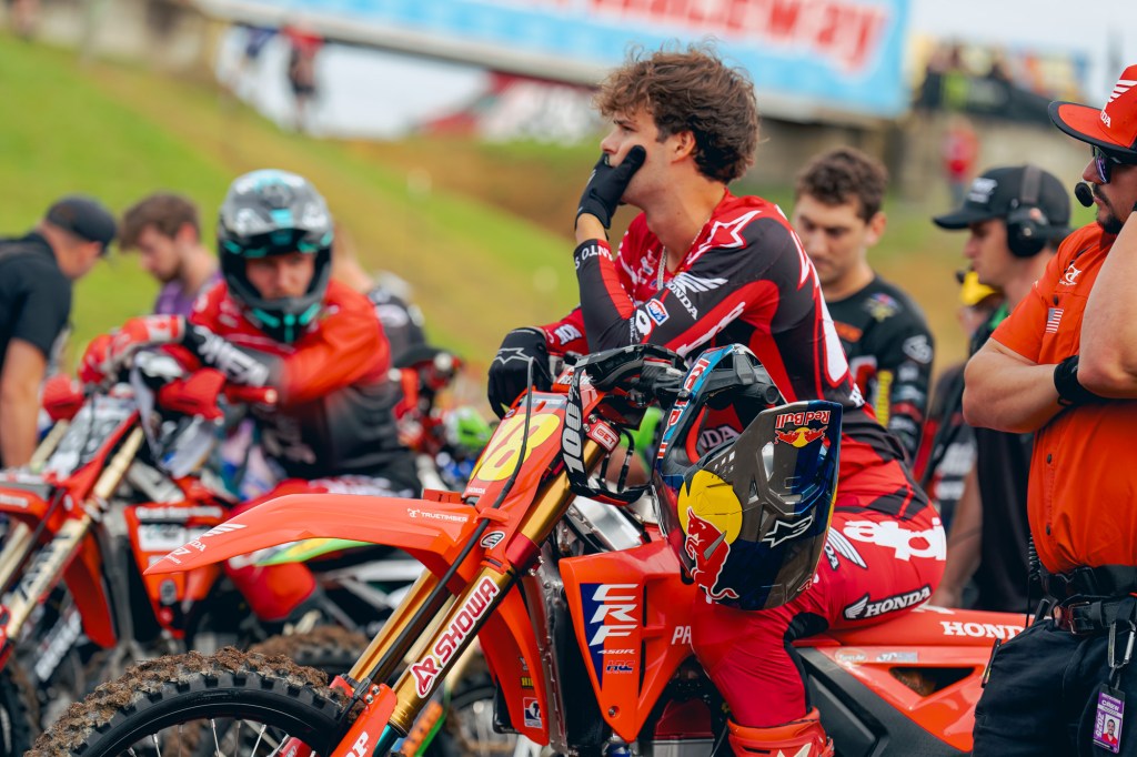 A photo of Jett Lawrence sitting on his dirt bike