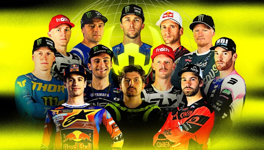 A photo of the World Supercross championship announcing the rider line up